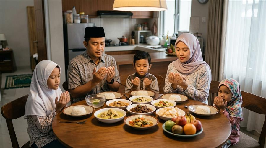 Keluarga Muslim Berdoa Bersama Adab Islami Rumah Tangga