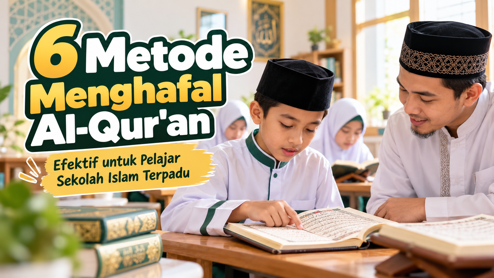 Pelajar Sekolah Islam Terpadu sedang menghafal Al-Qur'an menggunakan metode tahfidz yang efektif